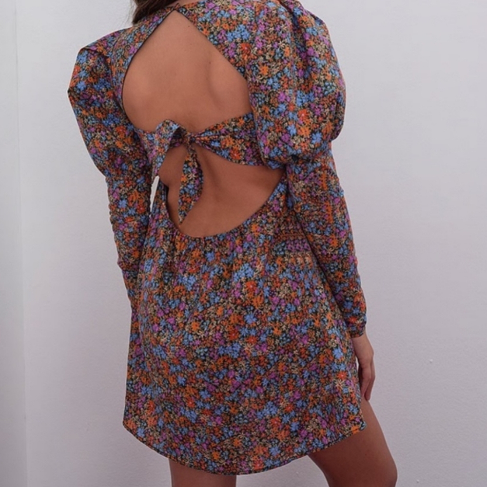 New!For Love And Lemons Brittany Long Sleeve‎ Floral Print Mini Dress - Picture 4 of 10